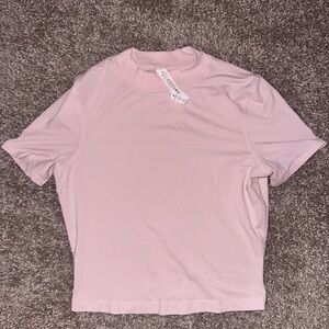 Lululemon Kitsilano Mock Neck Tee Misty Pink Crop Size 4